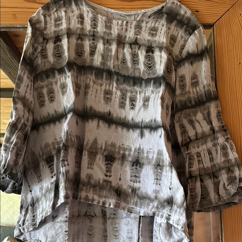 Tie-Dye Linen Boho Blouse from Bryn Walker — oversized